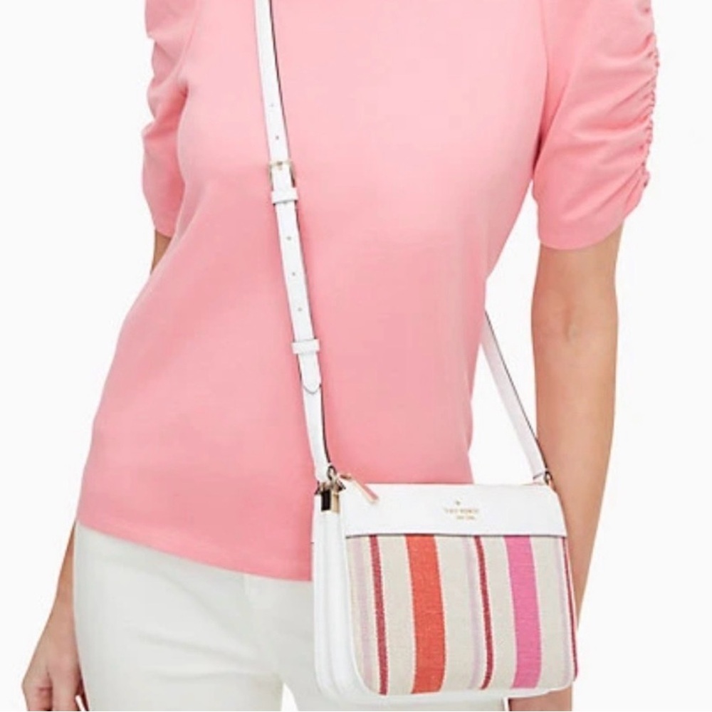 💕NWT💕Kate Spade White & Pink Striped Crossbody Bag 🌸